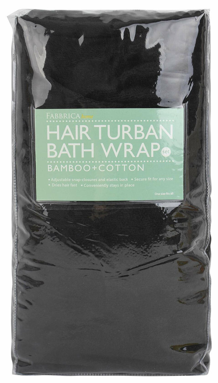 FABBRICA HOME Bamboo Rayon Spa Bath Wrap & Hair Turban Set Navy Blue One Size by Deal US