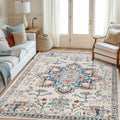 Puremy 2x3 Vintage Boho Entryway Rug Non Slip Low Pile Floral Cream by Deal US
