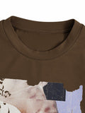 SOLY HUX Men's Graphic Letter Print Short Sleeve T-Shirt Brown Size S by Deal US