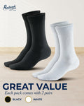 Pembrook Diabetic Compression Crew Socks Women 2 Pairs Black/White Size L by Deal US