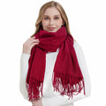 Landisun Winter Pashmina Shawl Scarf for Women Cashmere Green Solid by Deal US