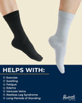 Pembrook Diabetic Compression Crew Socks Women 2 Pairs Black/White Size L by Deal US