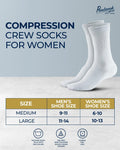 Pembrook Diabetic Compression Crew Socks Women 2 Pairs Black/White Size L by Deal US