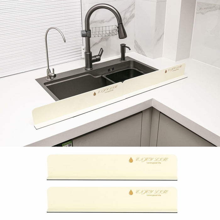 2PCS Acrylic Sink Splash Guard Beige Frosted Magnetic Water Barrier 17.5"x3.3" by Deal US