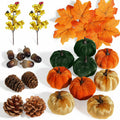 Artmag 25 PCS Fabric Pumpkins Set Fall Decor Maple Leaves Acorns Style 5 by Deal US
