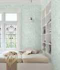 Fiula Peel and Stick Wallpaper Green White Leaf 17.3inx78.7in Removable Vinyl by Deal US