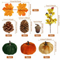 Artmag 25 PCS Fabric Pumpkins Set Fall Decor Maple Leaves Acorns Style 5 by Deal US