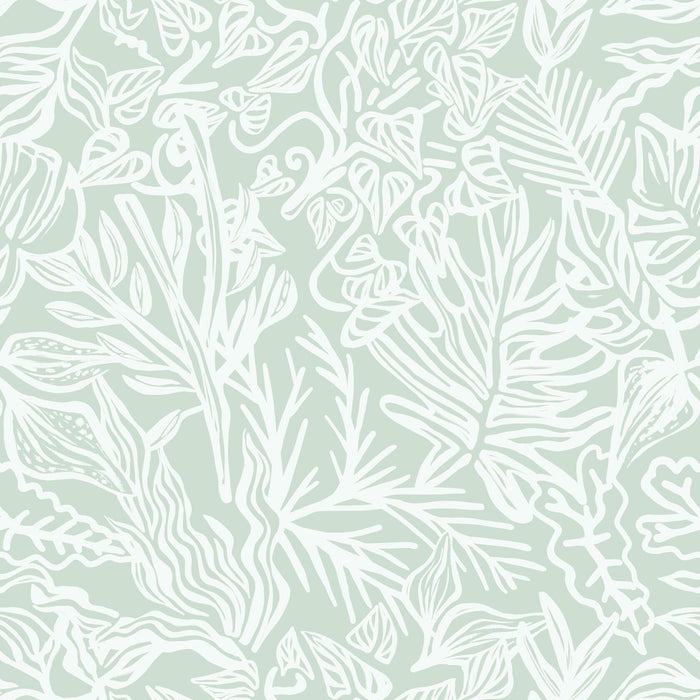 Fiula Peel and Stick Wallpaper Green White Leaf 17.3inx78.7in Removable Vinyl by Deal US