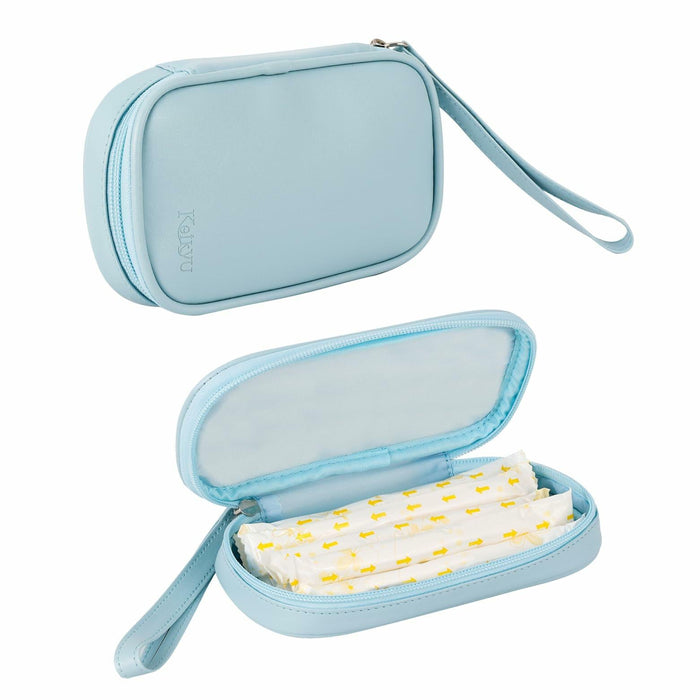Koikyu PU Leather Tampon Organizer Bag with Zipper Handle Light Blue Small by Deal US