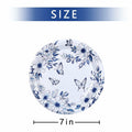 Pandecor 50 Blue White Floral Disposable Paper Plates 7in Butterfly Theme by Deal US
