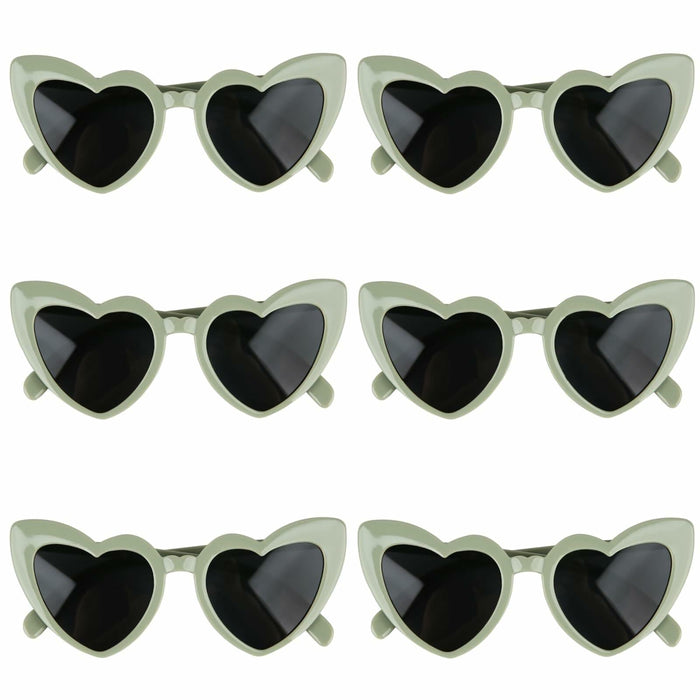 Clcnsusilk 16 Pairs Heart Shaped Sunglasses Bachelorette Party Favors Sage Green by Deal US