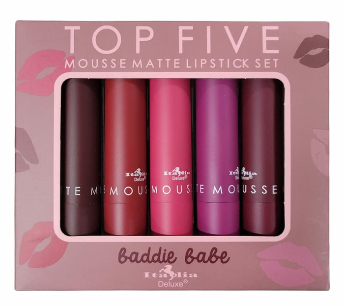 Italia Deluxe Top Five Baddie Babe Mousse Matte Lipstick Set 5 Count by Deal US