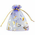 QIANHAILIZZ 100 pcs 3.5x4.7in Flower Heart Organza Gift Pouch Lilac Gold by Deal US