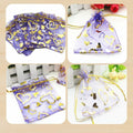 QIANHAILIZZ 100 pcs 3.5x4.7in Flower Heart Organza Gift Pouch Lilac Gold by Deal US