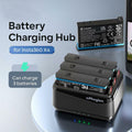GAEKOL Insta360 X4 3-Slot Battery Charging Hub USB-C Cable Black by Deal US