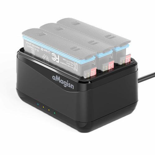 GAEKOL Insta360 X4 3-Slot Battery Charging Hub USB-C Cable Black by Deal US