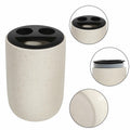 Aibrezin Ceramic Toothbrush & Makeup Brush Holder Organizer Beige by Deal US