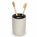 Aibrezin Ceramic Toothbrush & Makeup Brush Holder Organizer Beige by Deal US