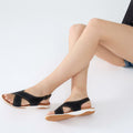 UBFEN Womens Flat Sandals Arch Support Slingback Black Size 8 by Deal US
