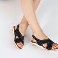 UBFEN Womens Flat Sandals Arch Support Slingback Black Size 8 by Deal US