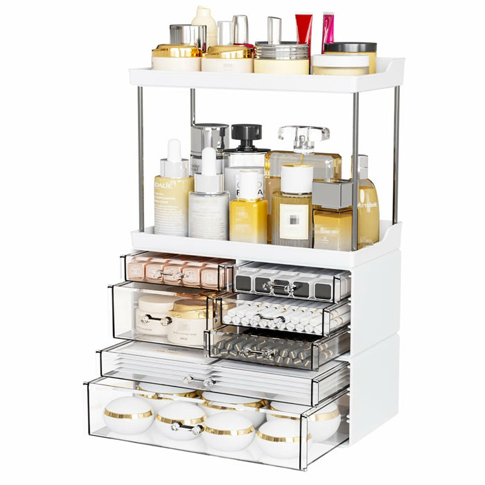Yieach Acrylic Makeup Organizer Large Skincare Countertop Black by Deal US