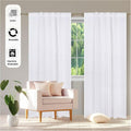 Limecasa Linen White Farmhouse Curtain 50x84 Tab Top Room Darkening 1 Panel by Deal US