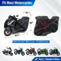 SUPCVR Motorcycle Cover Heavy Duty Waterproof UV-Proof Reflective Strips Black by Deal US