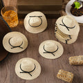 Cutecrop 12 Pcs Mini Cowboy Straw Doll Hats 4.72" Western Party Milk White Black by Deal US