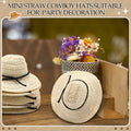 Cutecrop 12 Pcs Mini Cowboy Straw Doll Hats 4.72" Western Party Milk White Black by Deal US