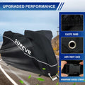 SUPCVR Motorcycle Cover Heavy Duty Waterproof UV-Proof Reflective Strips Black by Deal US