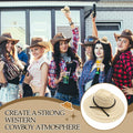 Cutecrop 12 Pcs Mini Cowboy Straw Doll Hats 4.72" Western Party Milk White Black by Deal US