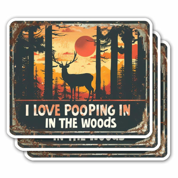 HEATHAVEN I Love Pooping in The Woods Stickers 3pcs Vinyl Outdoor Decals by Deal US