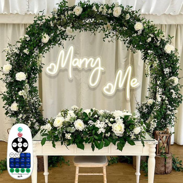 Dadarolly Marry Me Neon Sign Warm White LED Lights 11.3x15.7 & 10x9.2 inches by Deal US