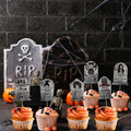 LeeSky 32Pcs Halloween Gravestone Cupcake Toppers Orange Black Purple Paper by Deal US
