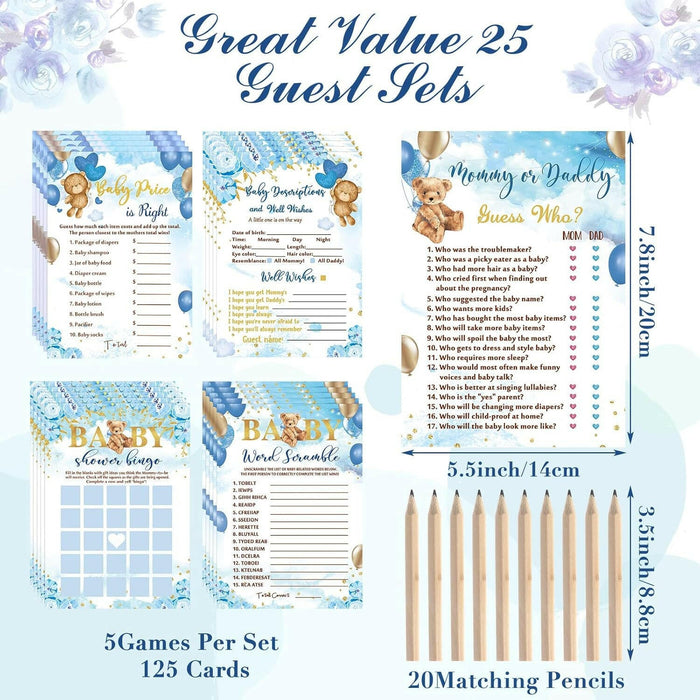 Estune 352 Pcs Baby Shower Advice Cards Blue Bear Decorations Game by Deal US