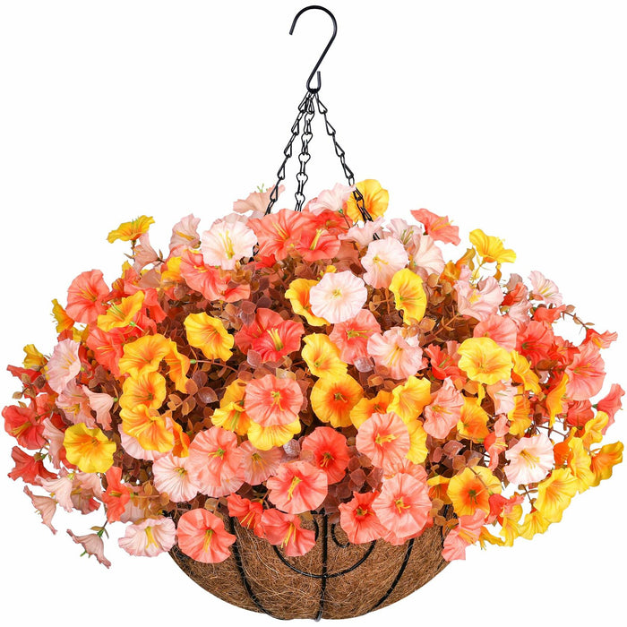 Ivydale Artificial FallFlowers Basket Silk Morning Glory Eucalyptus UV Resistant by Deal US