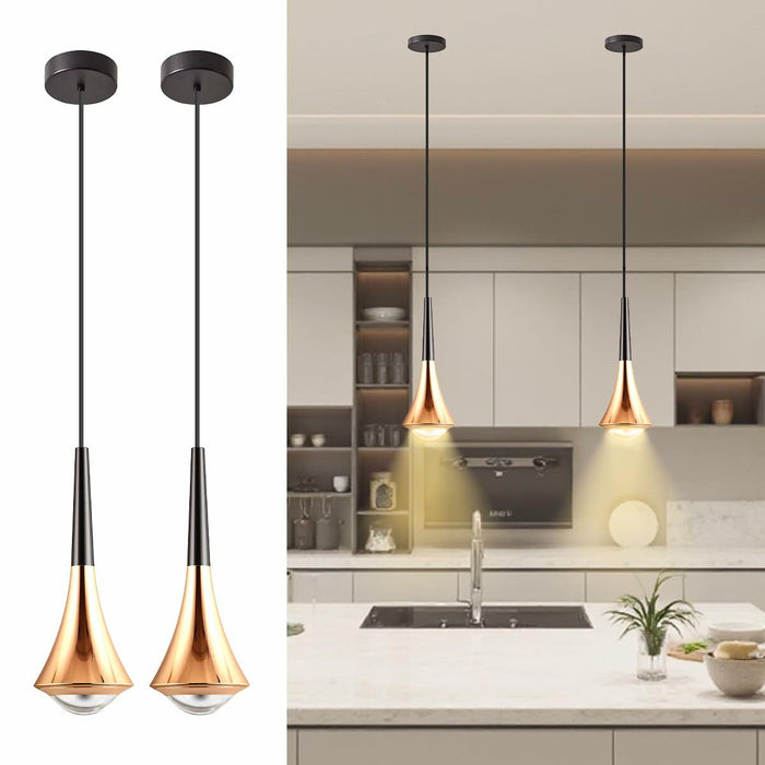 Hinio Modern Adjustable Pendant Lights Kitchen Island Gold Black 2-Pack by Deal US