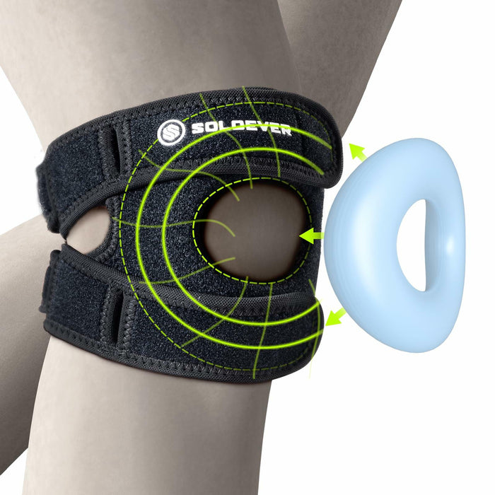 SOLOEVER Patella Knee Brace Dual Support Strap Gel Pad Adjustable Black by Deal US