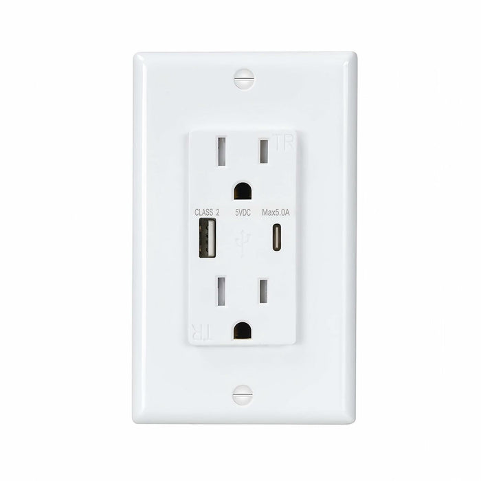 HANIVERSE Wall Outlet 15A Smart USB A+C Ports Tamper-Resistant White by Deal US