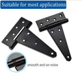 Verypejan 6 Inch T-Strap Heavy Duty Shed Door Hinges 4PCS Black Rustproof by Deal US