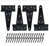 Verypejan 6 Inch T-Strap Heavy Duty Shed Door Hinges 4PCS Black Rustproof