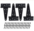 Verypejan 6 Inch T-Strap Heavy Duty Shed Door Hinges 4PCS Black Rustproof by Deal US