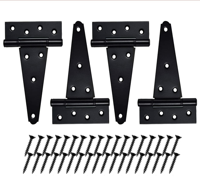 Verypejan 6 Inch T-Strap Heavy Duty Shed Door Hinges 4PCS Black Rustproof by Deal US
