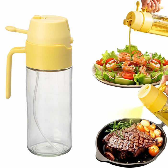 MDZF SWEET HOME Oil Sprayer 18.6oz 2-in-1 Olive Oil Dispenser Bottle Yellow by Deal US