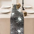 Sioloc Halloween Table Runner Silver Spider Web 13x72 Inch Black Polyester by Deal US