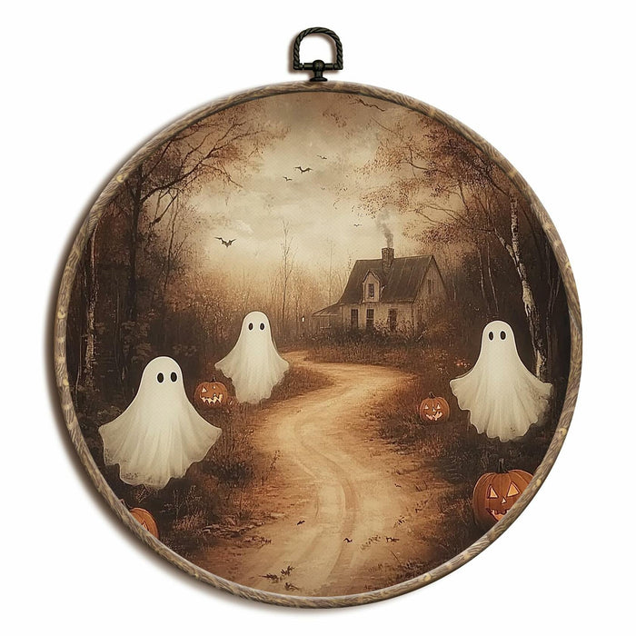 Yorhifa Vintage Ghost Pumpkin Halloween Framed Wall Art Canvas 10x10in by Deal US