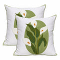Pilmandu Embroidered Throw Pillow Covers 18x18 Calla Floral Pack of 2 by Deal US