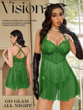 Avidlove Women's Lace Mesh Babydoll Chemise Lingerie Green Size S by Deal US