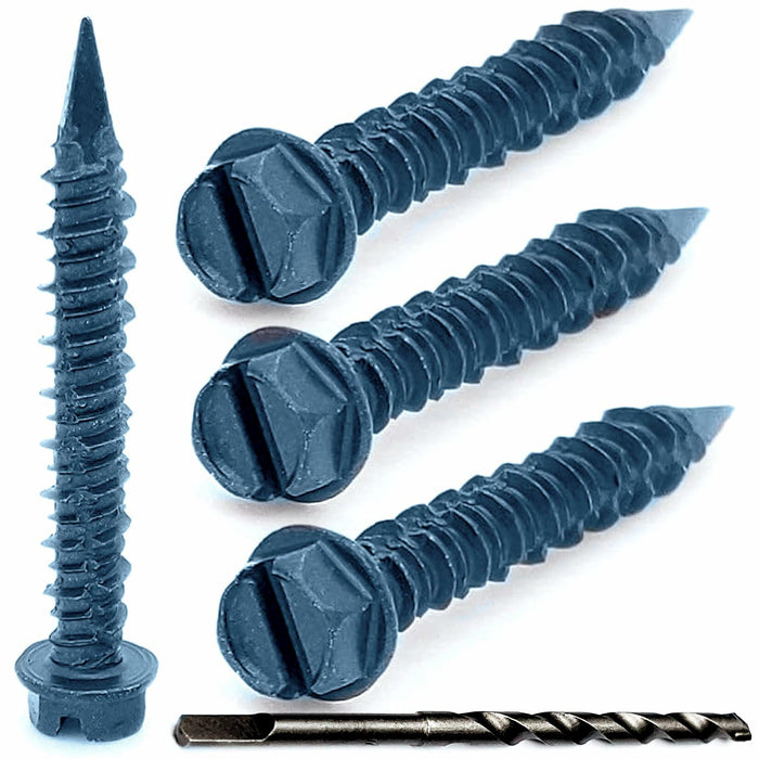 Grrrgooo 3/16x1-1/4" Slotted Hex Washer Concrete Screws Steel 100 Count by Deal US