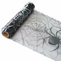 Sioloc Halloween Table Runner Silver Spider Web 13x72 Inch Black Polyester by Deal US